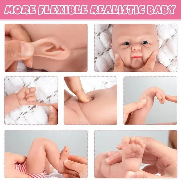 Ivita 7" Micro Preemie Full Body Silicone Baby Dolls Lifelike Mini Reborn Doll